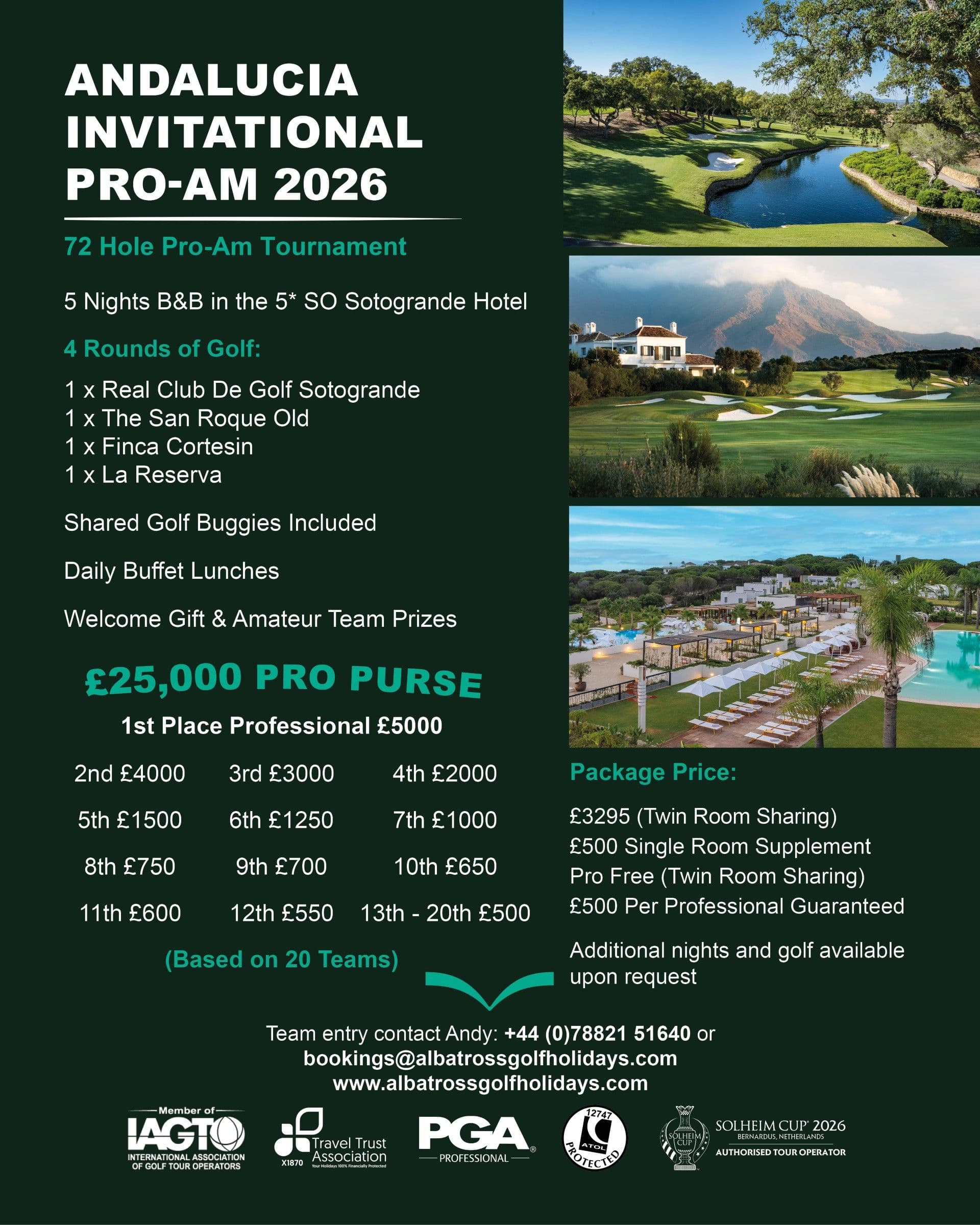 A promotional poster for the Andalucia Invitational 2026, featuring vibrant colors and dynamic graphics that capture the excitement of the event.