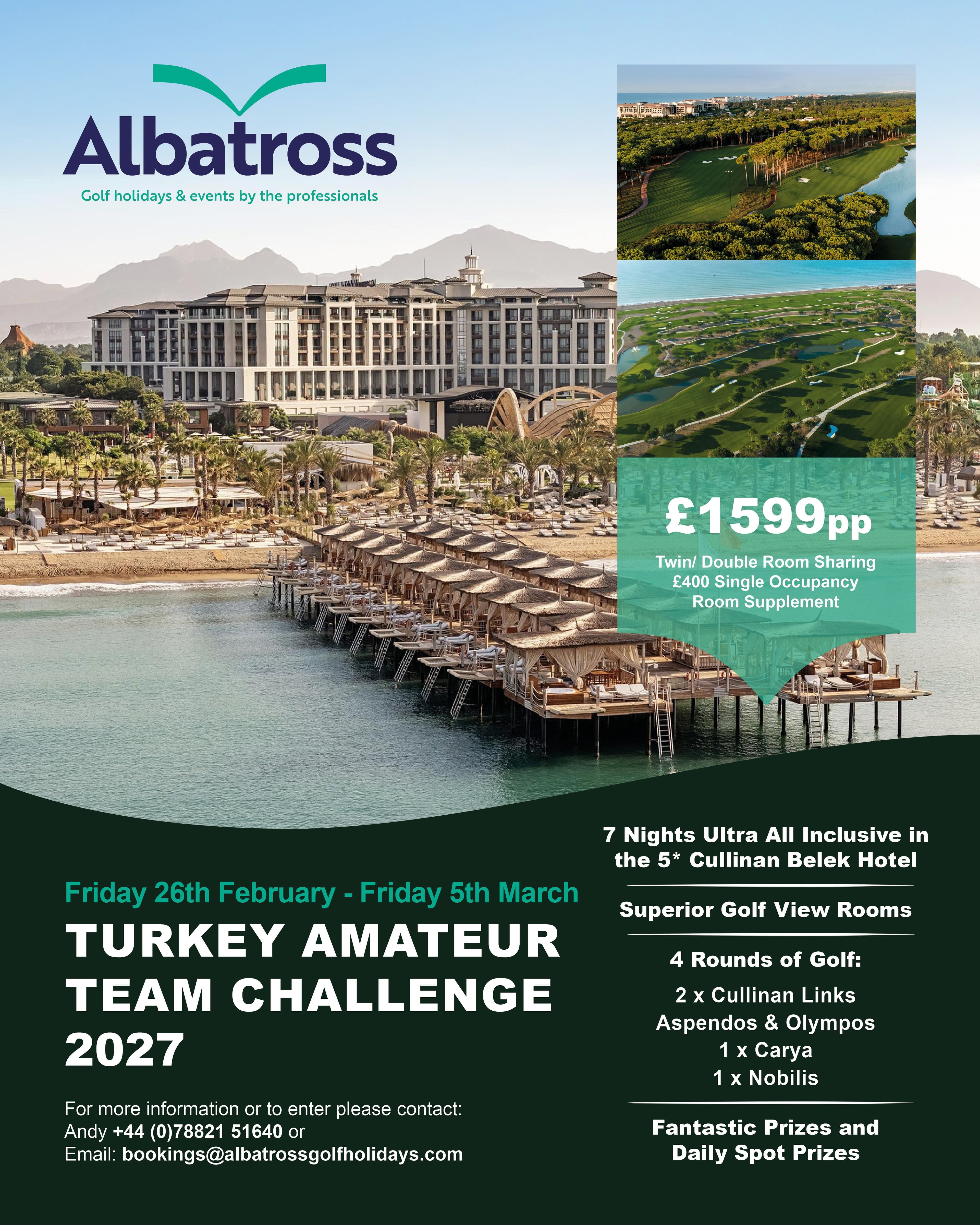 Poster titled “Turkey Amateur Challenge” featuring a stylized turkey graphic, bold event text, and decorative autumn-themed design elements.